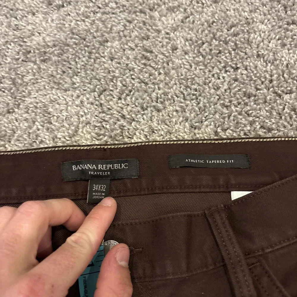 NEW Banana Republic Traveler Pants Men 34x32 Brown Athletic Chinos Casual W TAGS
